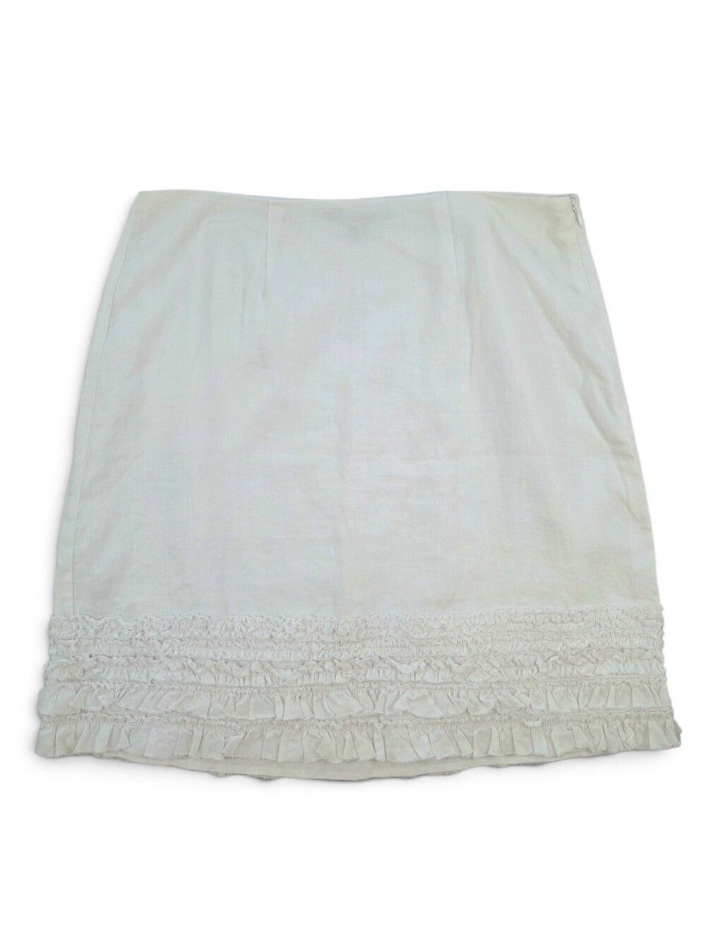 Tommy Bahama White 100% Linen Ruffle Hem Mini Skirt Women Size 6 Coastal Resort